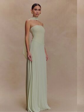 Meshki | Ciara Chiffon Scarf Maxi Dress | Sage Green | XL (US Size 10) | NWT
